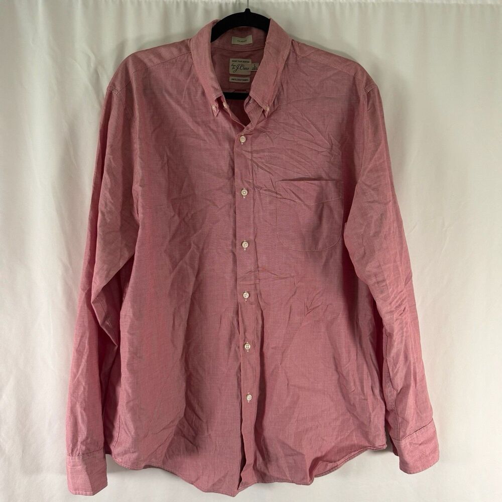 J. Crew 100's 2-PLY Yarns Dress Shirt Men's Large Red Long Sleeve Button Up